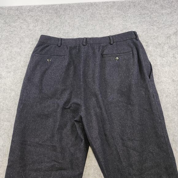 VTG Polo Ralph Lauren Pants Mens 36x28 Navy Wool Blend Pleated Dress Trouser - Picture 15 of 16